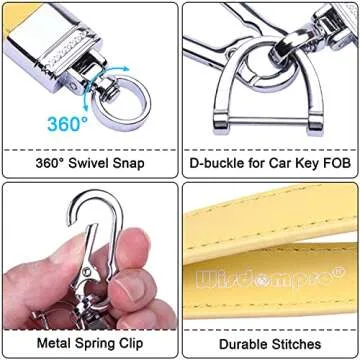 Wisdompro Genuine Leather Car Keychain - Stylish & Durable
