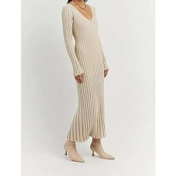 Juakoso Women Ribbed Knit Maxi Dress Sexy Backless Long Sleeve Bodycon Long Dress Slim Flit Flowy Party Dress Y2K Streetwear