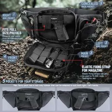 LIVANS Tactical Fanny Pack for Men Women, Concealed Carry Fanny Pack, Military Waist Bag Pack, Adjus...