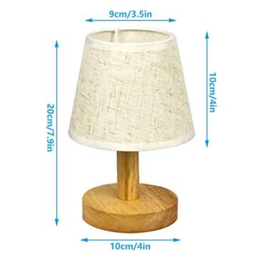 YKCGG Small Table Lamp,Bedside Table Lamp,Wooden Bedside Lamp Simple Bedroom Lamp Linen Shade Mini D...