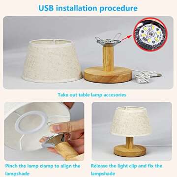 YKCGG Small Table Lamp,Bedside Table Lamp,Wooden Bedside Lamp Simple Bedroom Lamp Linen Shade Mini Desk Lamp Night Light Nightstand Lamp for Bedroom,Living Room,Kids Room