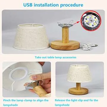 YKCGG Small Table Lamp,Bedside Table Lamp,Wooden Bedside Lamp Simple Bedroom Lamp Linen Shade Mini Desk Lamp Night Light Nightstand Lamp for Bedroom,Living Room,Kids Room