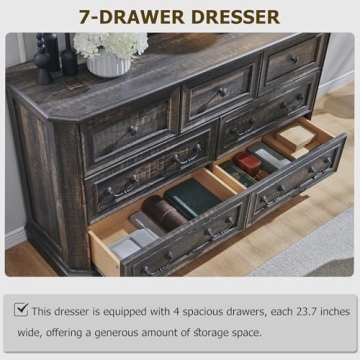 T4TREAM Rustic 7-Drawer Dresser for Bedroom Storage