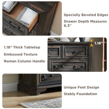 T4TREAM Rustic 7-Drawer Dresser for Bedroom Storage