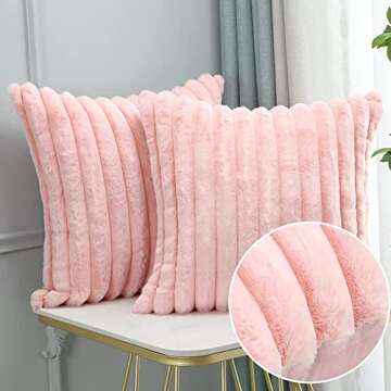 Soleebee Set of 2 Throw Pillow Covers Soft Cozy Velvet Pillowcase Faux Rabbit Fur Cover for Couch So...