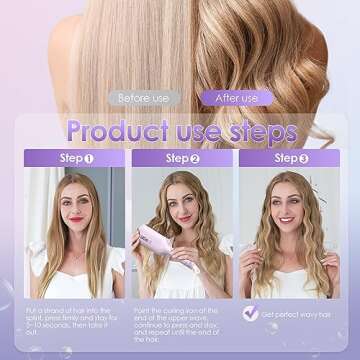 NOVUS Curling Iron Hair Crimper Waver - 1.25 Inch Anti-Scald Rovy Waves Curling Wand, Ionic Deep Wav...