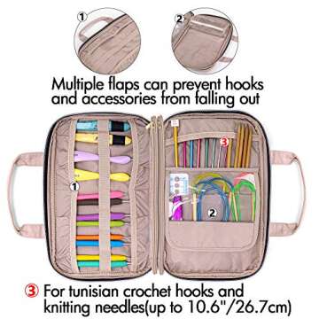 Yarwo Knitting Needles Case - Crochet Hooks Organizer in Dusty Rose