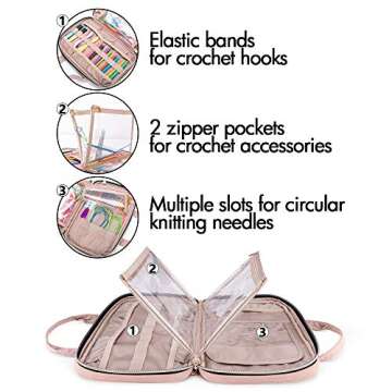 Yarwo Knitting Needles Case for Crochet Hooks & Accessories