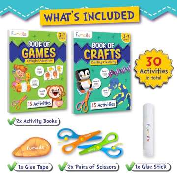 Funcils Toddler Scissor Skills - Art Supplies & Crafts Kit for Kids, Safety Scissors, Fine Motor Toy...