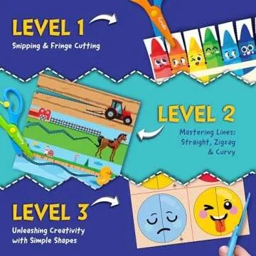 Funcils Toddler Scissor Skills - Art Supplies & Crafts Kit for Kids, Safety Scissors, Fine Motor Toys, Montessori Gifts for Boys & Girls Ages 3, 4, 5, 6, 7 Year Old, Preschool Learning Activity Books