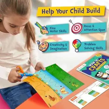 Funcils Toddler Scissor Skills - Art Supplies & Crafts Kit for Kids, Safety Scissors, Fine Motor Toys, Montessori Gifts for Boys & Girls Ages 3, 4, 5, 6, 7 Year Old, Preschool Learning Activity Books