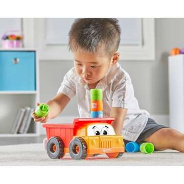 Learning Resources Tony the Peg Stacker Dump Truck - 10 Pieces for Fine Motor Skills in Toddlers