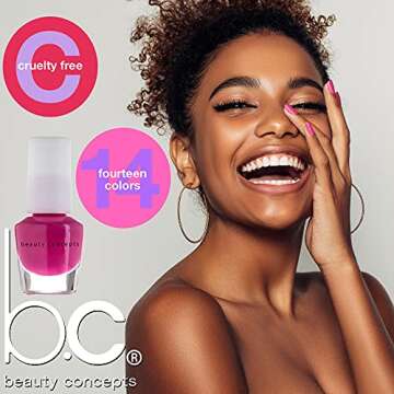 Beauty Concepts Nail Polish Set | 14 Mini Vibrant Colors in Sage Floral Box