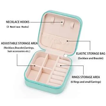 VOMNA Mini Jewelry Travel Case for Rings Earrings Necklace