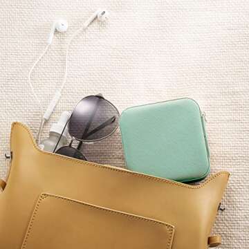 VOMNA Mini Jewelry Travel Case,Small Jewelry Box,Traveling Jewelry Organizer,Portable Jewellery Storage Holder for Rings Earrings Necklace Bracelet Bangle for Girls Women(Blue - 1 pack)