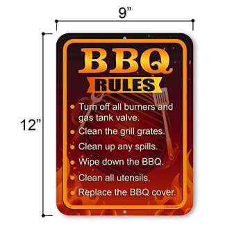 Honey Dew Gifts, BBQ Rules, 12 inch by 9 inch, Made In USA, Patio Signs and Decor Outdoor, Backyard ...