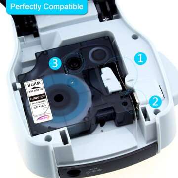 Anycolor Compatible Label Tape Replacement for 45013 (S0720530) Black on White 12mm Label Refill Compatible with LabelManager 160 280 210D 360D 420P 4200, 1/2 inch x 23 feet, 2-Pack