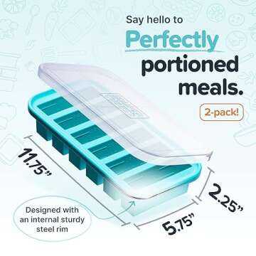 Souper Cubes 1/2 Cup Silicone Freezer Molds, Perfect for Storing Soups, Sauces, Juices, Desserts, Sm...