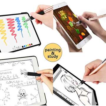 Mixoo Capacitive Stylus Pen, Disc & Fiber Tip 2 in 1 Series, High Sensitivity and Precision, Universal for ipad, iPhone, Tablets and Other Touch Screens, Model: Rose Gold