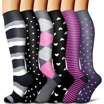 COOLOVER Copper Compression Socks - 6 Pairs for Sports, Travel & Recovery