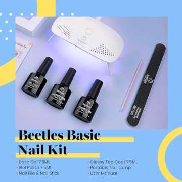 Beetles Blue Gel Nail Polish Kit with Uv LED Light, Base and Top Coat Gel Starter Kit, Soak Off Ligh...