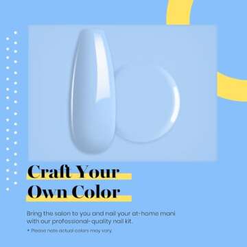 Beetles Blue Gel Nail Polish Kit with Uv LED Light, Base and Top Coat Gel Starter Kit, Soak Off Light Blue Gel Polish Set with Mini Nail Lamp Nail File for DIY Home Salon Manicure Gift for Women
