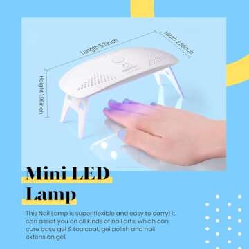 Beetles Blue Gel Nail Polish Kit with Uv LED Light, Base and Top Coat Gel Starter Kit, Soak Off Light Blue Gel Polish Set with Mini Nail Lamp Nail File for DIY Home Salon Manicure Gift for Women