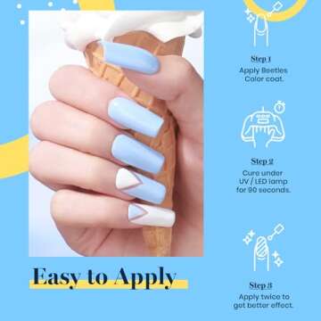 Beetles Blue Gel Nail Polish Kit with Uv LED Light, Base and Top Coat Gel Starter Kit, Soak Off Light Blue Gel Polish Set with Mini Nail Lamp Nail File for DIY Home Salon Manicure Gift for Women