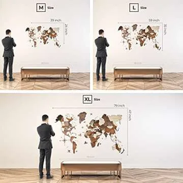 Awesometik MULTICOLOR 3D Wood World Map – 3D Wood Map of the World – Easy Installation with Double Sided Tape – Includes Add-Ons – Premium Durable Plywood – Ideal for Home and Office Decor