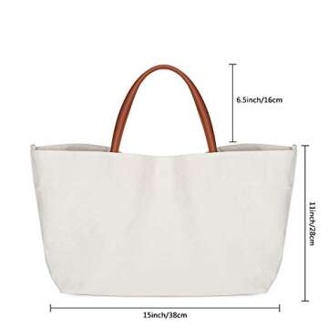 Ziqi 100% Canvas Bags Reusable Washable Tote Bag Perfect for Crafting Decorating Eco Friendly Large ...