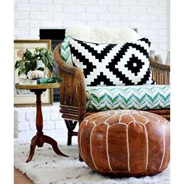 Premium Handmade Dark Brown Tobacco poufs Moroccan Leather Pouf,Ottoman Footstool Hassock 100% real ...