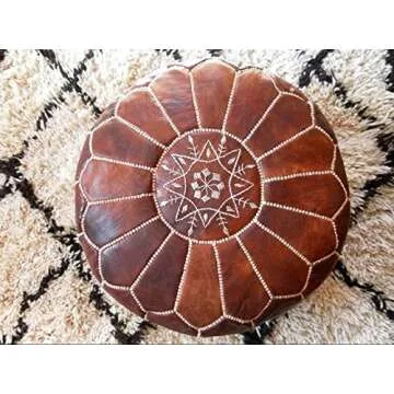 Premium Handmade Moroccan Leather Pouf for Stylish Homes