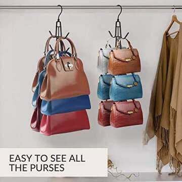 ZEDODIER Purses Handbags Hangers, Purse Handbag Holder Metal Space Saving Hangers Bags Handbags Storage Organizer, Closet Organization for Purses Handbags Backpacks Tank Tops Belts