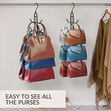 ZEDODIER Purses Handbags Hangers, Purse Handbag Holder Metal Space Saving Hangers Bags Handbags Storage Organizer, Closet Organization for Purses Handbags Backpacks Tank Tops Belts