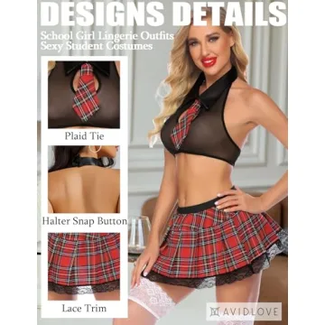 Avidlove Sexy School Girl Outfit for Women | Lingerie Set