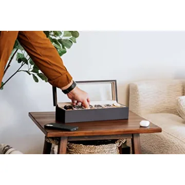 Elegant Watch Box Organizer with Glass Top and Magnetic Closure