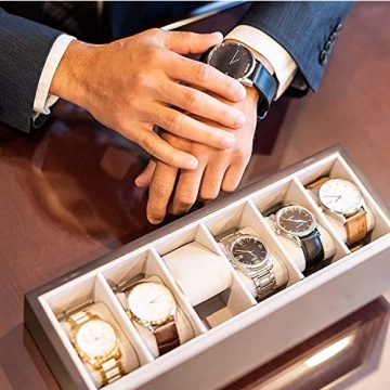 Elegant Watch Box Organizer with Glass Top and Magnetic Closure
