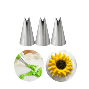 352 Leaf Piping Tip for Cake Decorating - Stainless Steel Pastry Tube for Elegant Floral Designs, 3 ...