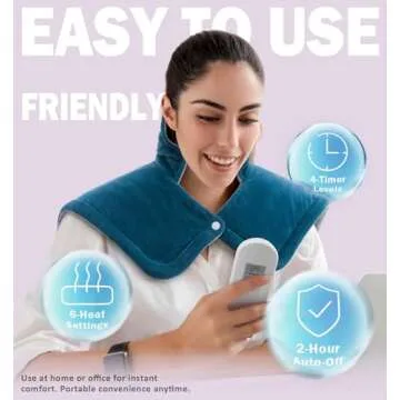 Heating Pad for Neck and Shoulder, 2lb Weighted Neck Heating Pad for Pain Relief, Valentines Day Birthday Christmas Gifts for Women Men Mom Dad, Mothers Day Gifts, 6 Heat Settings Auto-Off Home Office