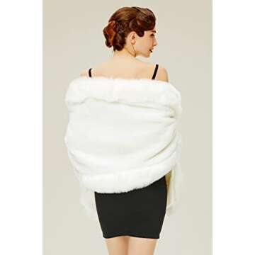 BABEYOND Faux Fur Shawl for Women with Collar Scarf Wrap Faux Fur Evening Cape for Winter Coat