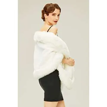 BABEYOND Faux Fur Shawl for Women with Collar Scarf Wrap Faux Fur Evening Cape for Winter Coat