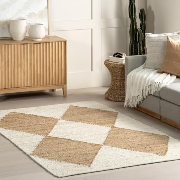 nuLOOM Pandora Diamond Jute Area Rug 5x8 Durable Eco-Friendly