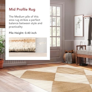 nuLOOM Pandora Diamond Jute Area Rug 5x8 Durable Eco-Friendly