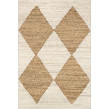 nuLOOM Pandora Diamond Jute Area Rug 5x8 Durable Eco-Friendly