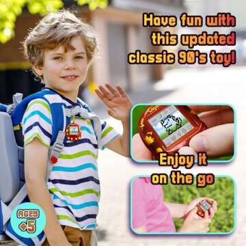 Giga Pet Virtual Pet for Kids Ages 5 and Up, 90s Throwback, 2-in-1 T-Rex Dinosaur | Upgraded Collector’s Edition | Kids Learn to Take Care of a Pet