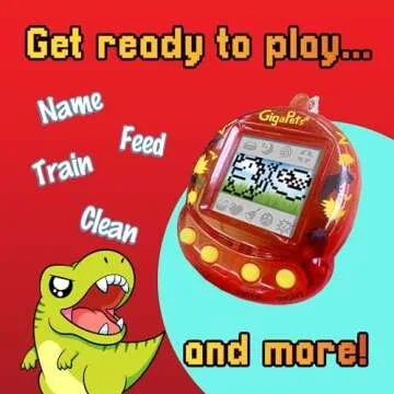 Giga Pet Virtual Pet for Kids Ages 5 and Up, 90s Throwback, 2-in-1 T-Rex Dinosaur | Upgraded Collector’s Edition | Kids Learn to Take Care of a Pet