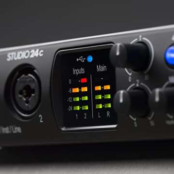 PreSonus Studio 24c 2x2, 192 kHz, USB Audio Interface with Studio One Artist and Ableton Live Lite DAW Recording Software