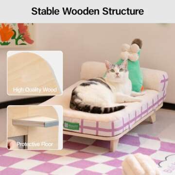 MEWOOFUN Cat Couch Bed, Modern Elevated Cat Bed with Nonskid Bottom, Orthopedic Pet Sofa Bed with Re...