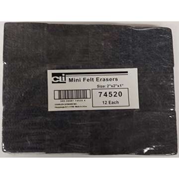 Charles Leonard Multi-Purpose Felt Erasers Class Pack, 2 x 2 Inches Each, Charcoal, 12-Pack (74520)