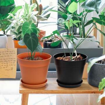 Monoture 18Pack 6in Plant Pots with Drainage Holes and Tray,Flower Pots for Indoor Plants Home Decor,Large Planters for Outdoor Plants-Monstera、Aloe、Cactus,Plastic Nursery Pots for Planting MixedColor